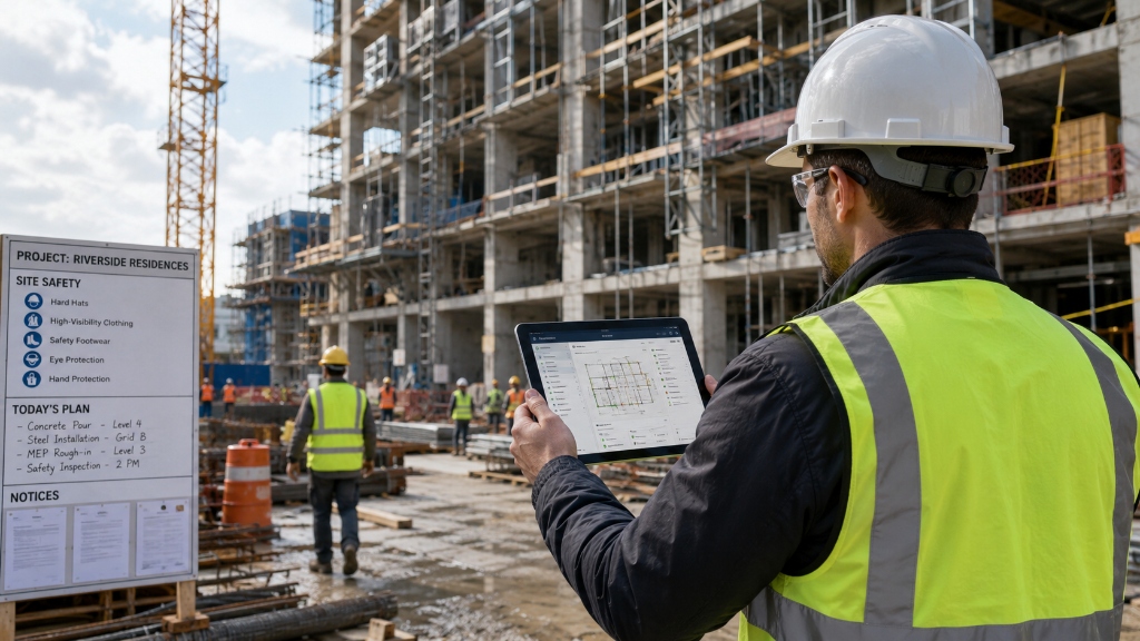 AI-assisted construction site management workflow